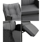Livsip Sun Lounge Wicker Recliner 2 Pieces Black