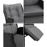Livsip Sun Lounge Wicker Recliner 2 Pieces Black - Top-Down View