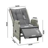Livsip Recliner Chairs with Adjustable Footrest Grey - Extra Image