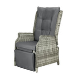 Livsip Recliner Chairs with Adjustable Footrest Grey - Side View