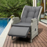 Livsip Recliner Chairs with Adjustable Footrest Grey - Rear View