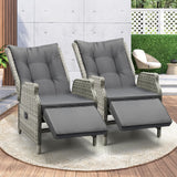 Livsip Recliner Chairs Wicker Sun lounge Grey X2
