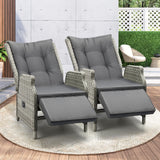 Livsip Recliner Chairs Wicker Sun lounge Grey X2 - Top-Down View