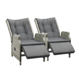 Livsip Recliner Chairs Wicker Sun lounge Grey X2