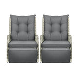 Livsip Recliner Chairs Wicker Sun lounge Grey X2