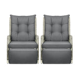 Livsip Recliner Chairs Wicker Sun lounge Grey X2 - Close-Up Angle