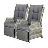 Livsip Recliner Chairs Wicker Sun lounge Grey X2 - Extra Image