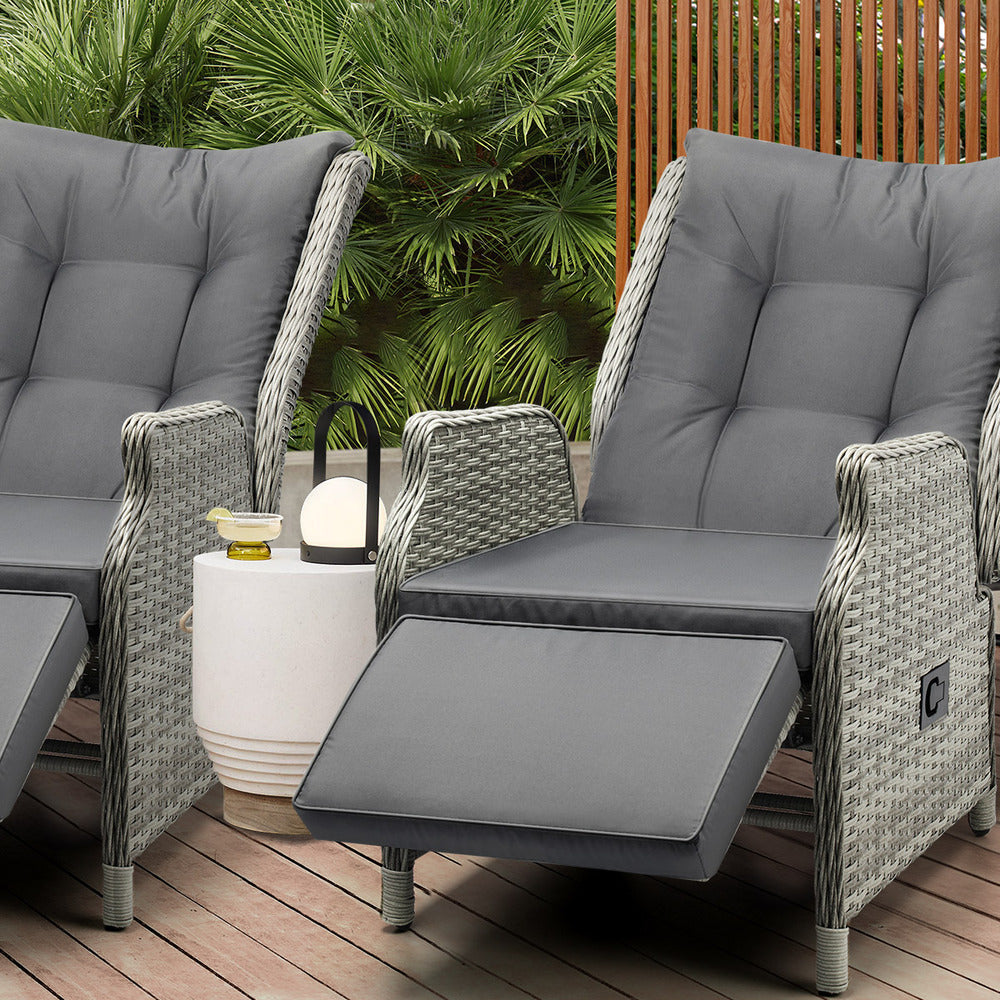 Livsip Recliner Chairs Wicker Sun lounge Grey X2