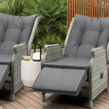 Livsip Recliner Chairs Wicker Sun lounge Grey X2 - Front View