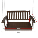 Gardeon Porch Swing Chair With Chain Outdoor Furniture Wooden Bench 2 Seat Brown - Front View