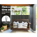 Gardeon Porch Swing Chair With Chain Outdoor Furniture Wooden Bench 2 Seat Brown - Top-Down View