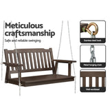 Gardeon Porch Swing Chair With Chain Outdoor Furniture Wooden Bench 2 Seat Brown - 45-Degree Angle