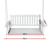 Gardeon Porch Swing Chair with Chain Garden Chair Outdoor Furniture Wooden White - Front View