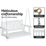 Gardeon Porch Swing Chair with Chain Garden Chair Outdoor Furniture Wooden White - 45-Degree Angle