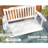 Gardeon Porch Swing Chair with Chain Garden Chair Outdoor Furniture Wooden White - Rear View