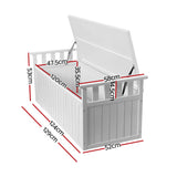 Gardeon Outdoor Storage Bench Box 129cm Wooden Garden Toy Chest Sheds Patio Furniture XL White - Front View
