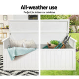 Gardeon Outdoor Storage Bench Box 129cm Wooden Garden Toy Chest Sheds Patio Furniture XL White - 45-Degree Angle