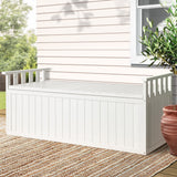 Gardeon Outdoor Storage Bench Box 129cm Wooden Garden Toy Chest Sheds Patio Furniture XL White - Extra Image