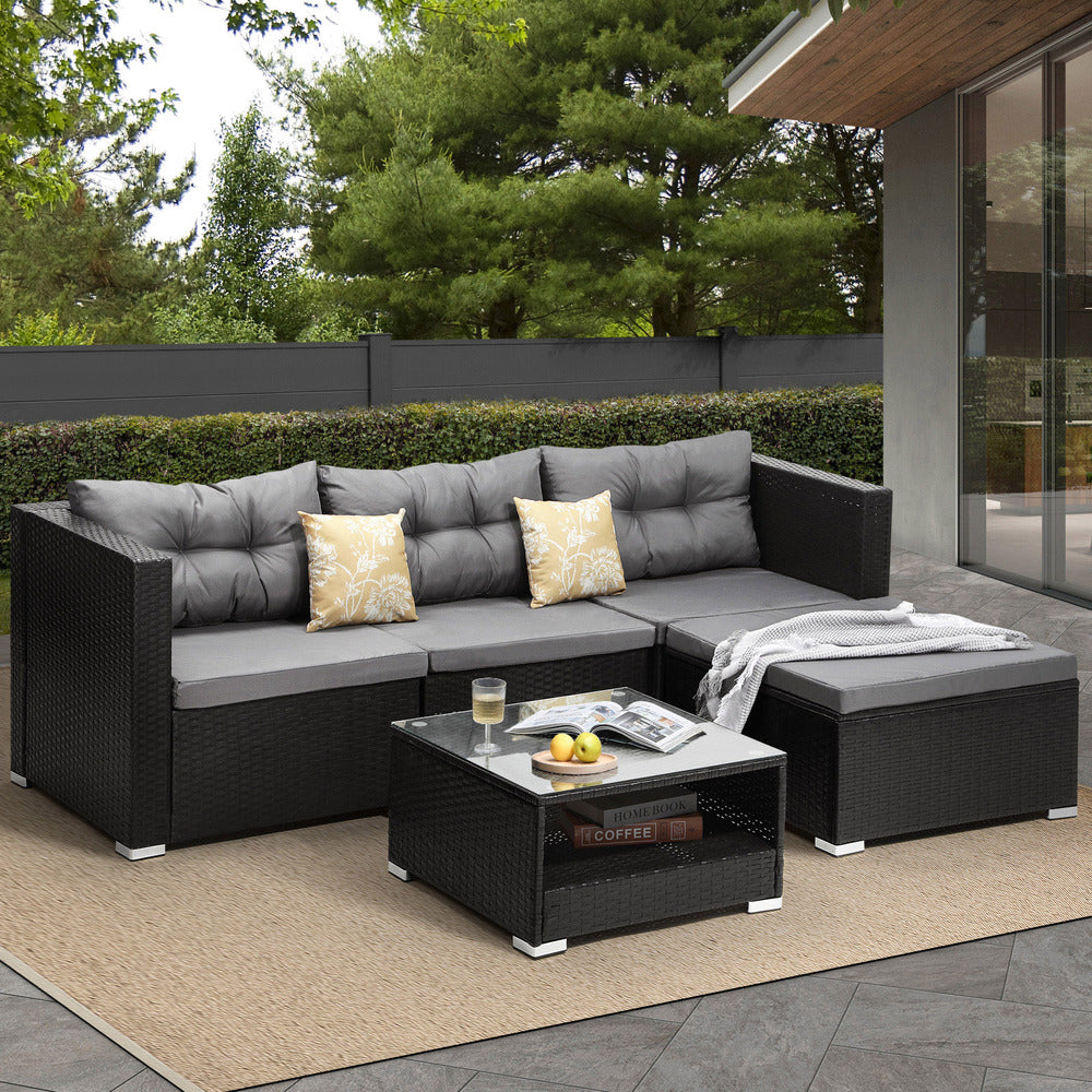 Livsip Outdoor Sofa Set 4 Seater Corner Modular Lounge Set