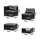 Livsip Outdoor Sofa Set 4 Seater Corner Modular Lounge Set