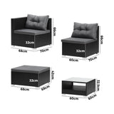 Livsip Outdoor Sofa Set 4 Seater Corner Modular Lounge Set - 45-Degree Angle