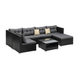 Livsip Outdoor Lounge Setting 7pc Wicker Sofa Set Rattan