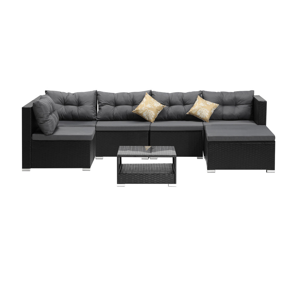 Livsip Outdoor Lounge Setting 7pc Wicker Sofa Set Rattan