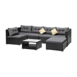 Livsip Outdoor Lounge Setting 7pc Wicker Sofa Set Rattan - Close-Up Angle