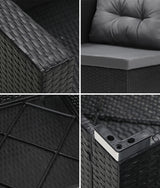 Livsip Outdoor Lounge Setting 7pc Wicker Sofa Set Rattan - Low Angle