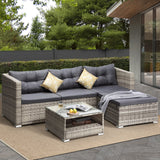 Livsip Outdoor Lounge Setting 5pc Wicker Sofa Set Rattan - Extra Image