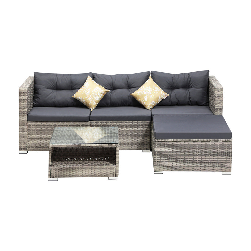 Livsip Outdoor Lounge Setting 5pc Wicker Sofa Set Rattan