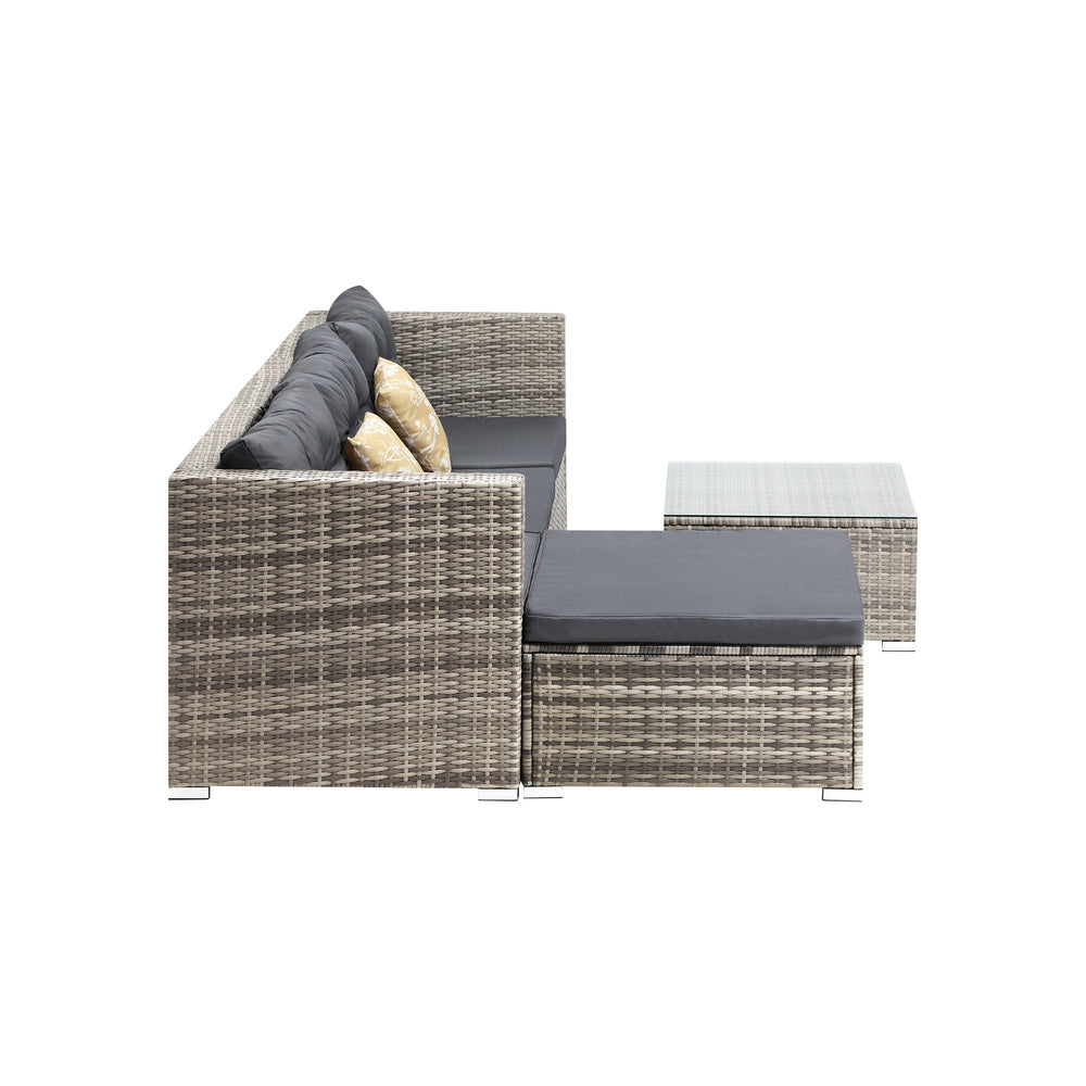 Livsip Outdoor Lounge Setting 5pc Wicker Sofa Set Rattan