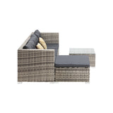 Livsip Outdoor Lounge Setting 5pc Wicker Sofa Set Rattan - Front View