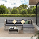 Livsip Outdoor Lounge Setting 5pc Wicker Sofa Set Rattan - Low Angle
