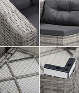 Livsip Outdoor Lounge Setting 5pc Wicker Sofa Set Rattan - Close-Up Angle