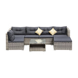 Livsip 6 Seater Outdoor Lounge Set Wicker Sofa Rattan - Side View