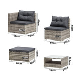Livsip 6 Seater Outdoor Lounge Set Wicker Sofa Rattan