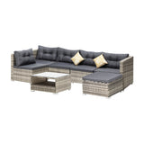 Livsip 6 Seater Outdoor Lounge Set Wicker Sofa Rattan