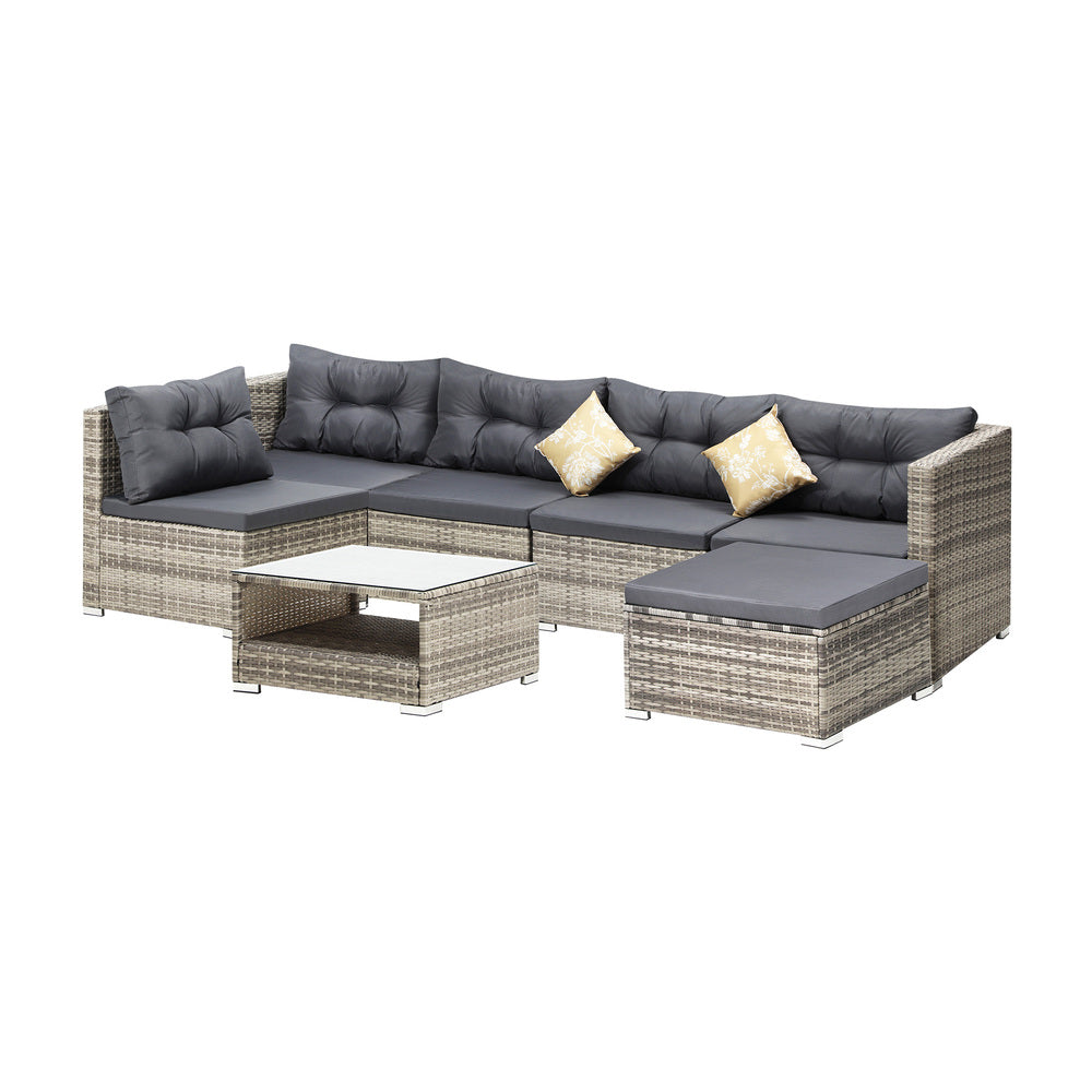 Livsip 6 Seater Outdoor Lounge Set Wicker Sofa Rattan