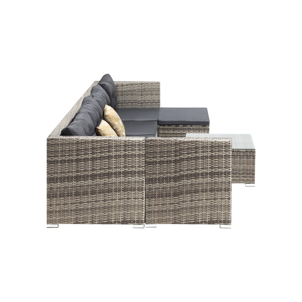 Livsip 6 Seater Outdoor Lounge Set Wicker Sofa Rattan
