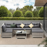 Livsip 6 Seater Outdoor Lounge Set Wicker Sofa Rattan