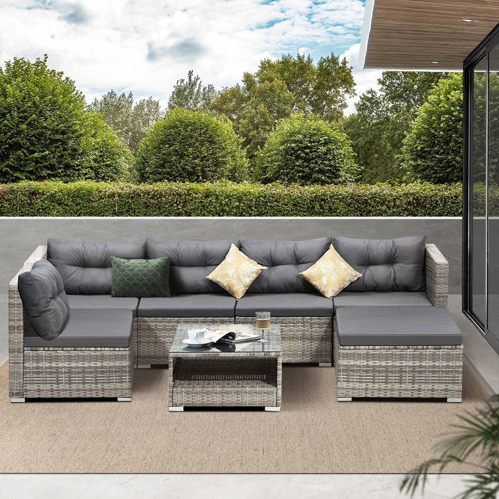 Livsip 6 Seater Outdoor Lounge Set Wicker Sofa Rattan