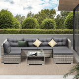 Livsip 6 Seater Outdoor Lounge Set Wicker Sofa Rattan - 45-Degree Angle