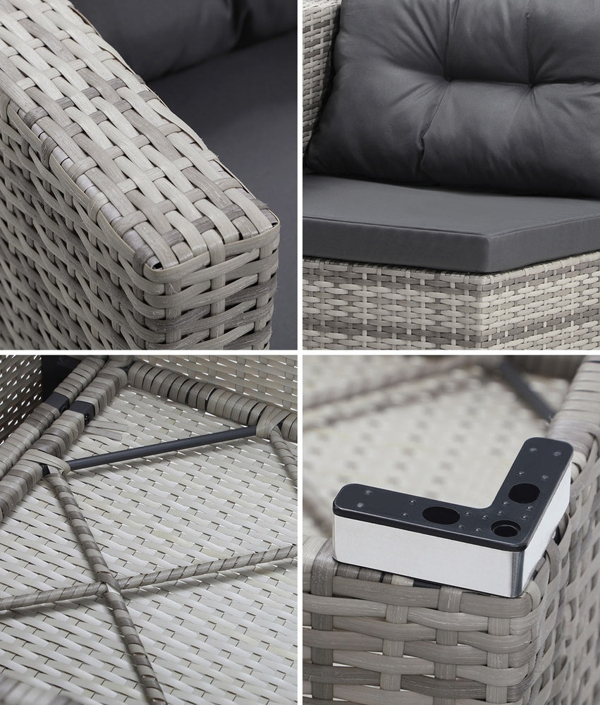 Livsip 6 Seater Outdoor Lounge Set Wicker Sofa Rattan