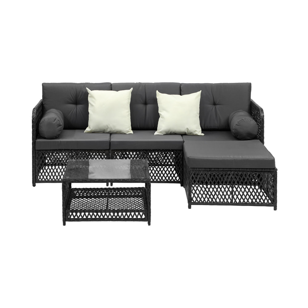Livsip Outdoor Sofa Set 4 Seater Wicker Corner Modular Setting