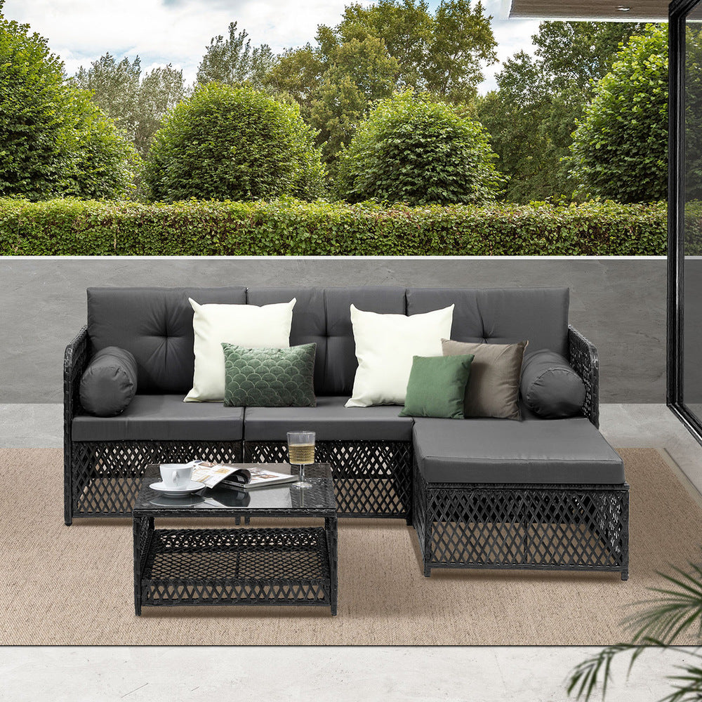 Livsip Outdoor Sofa Set 4 Seater Wicker Corner Modular Setting