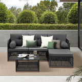 Livsip Outdoor Sofa Set 4 Seater Wicker Corner Modular Setting - Close-Up Angle