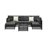 Livsip Outdoor Sofa Set 6 Seater Wicker Rattan Lounge Setting