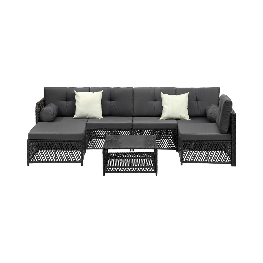 Livsip Outdoor Sofa Set 6 Seater Wicker Rattan Lounge Setting