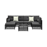 Livsip Outdoor Sofa Set 6 Seater Wicker Rattan Lounge Setting - Rear View